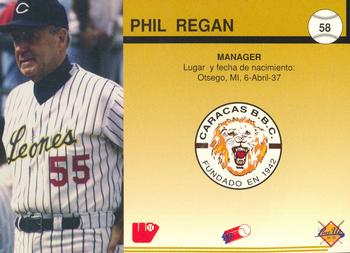 1994-95 Line Up Venezuelan Winter League #58 Phil Regan Back