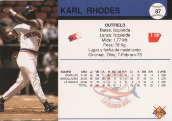 1994-95 Line Up Venezuelan Winter League #87 Karl Rhodes Back
