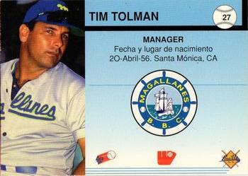 1994-95 Line Up Venezuelan Winter League #27 Tim Tolman Back