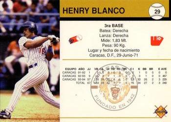 1994-95 Line Up Venezuelan Winter League #29 Henry Blanco Back