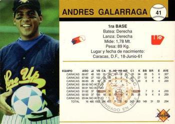 1994-95 Line Up Venezuelan Winter League #41 Andres Galarraga Back