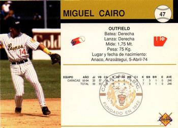1994-95 Line Up Venezuelan Winter League #47 Miguel Cairo Back