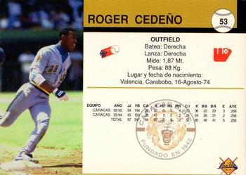 1994-95 Line Up Venezuelan Winter League #53 Roger Cedeno Back