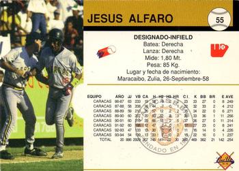1994-95 Line Up Venezuelan Winter League #55 Jesus Alfaro Back