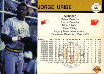 1994-95 Line Up Venezuelan Winter League #56 Jorge Uribe Back