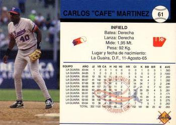 1994-95 Line Up Venezuelan Winter League #61 Carlos Martinez Back