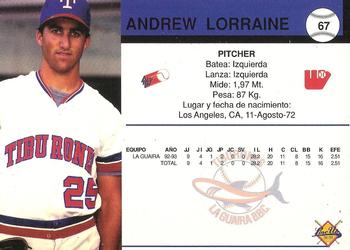 1994-95 Line Up Venezuelan Winter League #67 Andrew Lorraine Back