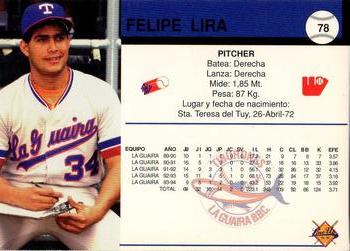 1994-95 Line Up Venezuelan Winter League #78 Felipe Lira Back
