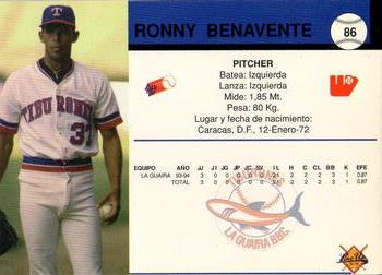 1994-95 Line Up Venezuelan Winter League #86 Ronny Benavente Back