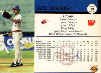 1994-95 Line Up Venezuelan Winter League #93 Luis Vasquez Back