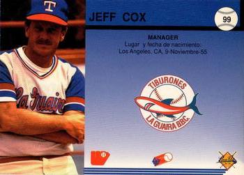 1994-95 Line Up Venezuelan Winter League #99 Jeff Cox Back