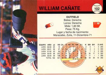 1994-95 Line Up Venezuelan Winter League #102 William Canate Back