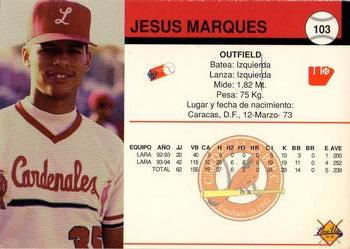 1994-95 Line Up Venezuelan Winter League #103 Jesus Marquez Back