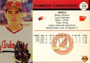 1994-95 Line Up Venezuelan Winter League #110 Domingo Carrasquel Back