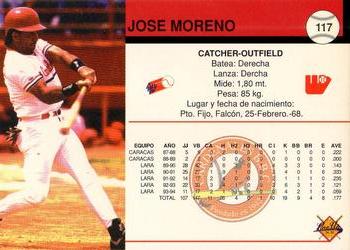 1994-95 Line Up Venezuelan Winter League #117 Jose Moreno Back