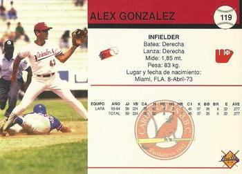 1994-95 Line Up Venezuelan Winter League #119 Alex Gonzalez Back