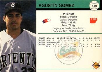 1994-95 Line Up Venezuelan Winter League #140 Agustin Gomez Back
