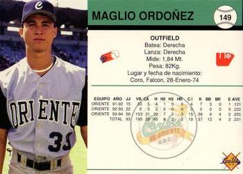 1994-95 Line Up Venezuelan Winter League #149 Magglio Ordonez Back