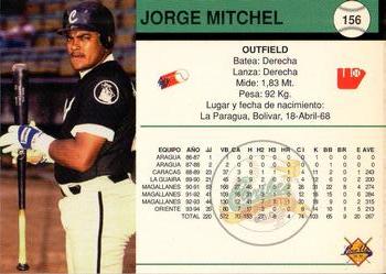 1994-95 Line Up Venezuelan Winter League #156 Jorge Mitchel Back