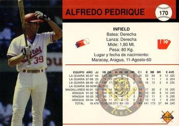 1994-95 Line Up Venezuelan Winter League #170 Alfredo Pedrique Back