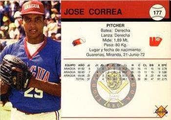 1994-95 Line Up Venezuelan Winter League #177 Jose Correa Back