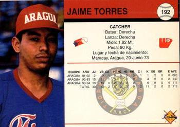 1994-95 Line Up Venezuelan Winter League #192 Jaime Torres Back