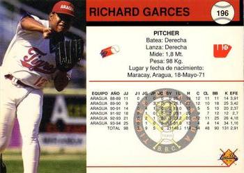 1994-95 Line Up Venezuelan Winter League #196 Richard Garces Back