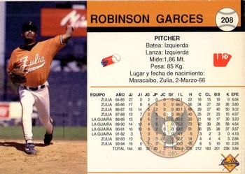1994-95 Line Up Venezuelan Winter League #208 Robinson Garces Back