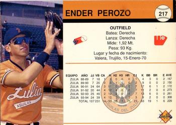 1994-95 Line Up Venezuelan Winter League #217 Ender Perozo Back