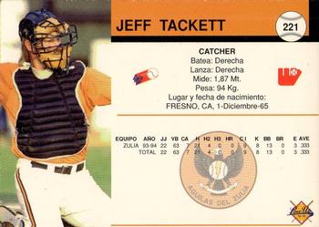1994-95 Line Up Venezuelan Winter League #221 Jeff Tackett Back