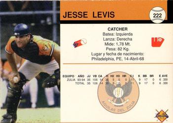1994-95 Line Up Venezuelan Winter League #222 Jesse Levis Back