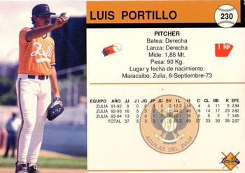 1994-95 Line Up Venezuelan Winter League #230 Luis Portillo Back