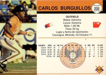 1994-95 Line Up Venezuelan Winter League #232 Carlos Burguillos Back