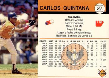 1994-95 Line Up Venezuelan Winter League #233 Carlos Quintana Back