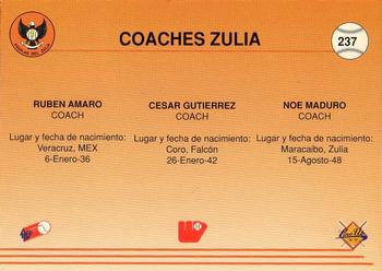 1994-95 Line Up Venezuelan Winter League #237 Coaches Zulia Back