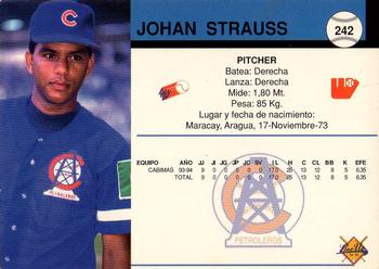 1994-95 Line Up Venezuelan Winter League #242 Johan Strauss Back