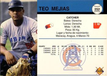 1994-95 Line Up Venezuelan Winter League #252 Teo Mejias Back