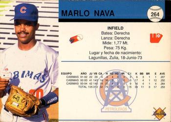 1994-95 Line Up Venezuelan Winter League #264 Marlo Nava Back