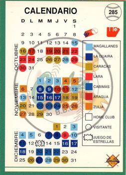 1994-95 Line Up Venezuelan Winter League #285 Calendario Caribes Back