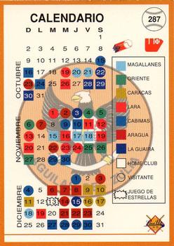 1994-95 Line Up Venezuelan Winter League #287 Calendario Zulia Back