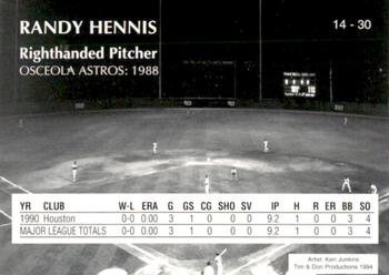 1994 Osceola Astros 10th Anniversary #14 Randy Hennis Back