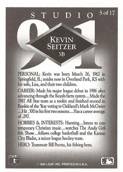 1991 Donruss - Studio Previews #5 Kevin Seitzer Back
