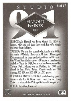 1991 Donruss - Studio Previews #8 Harold Baines Back