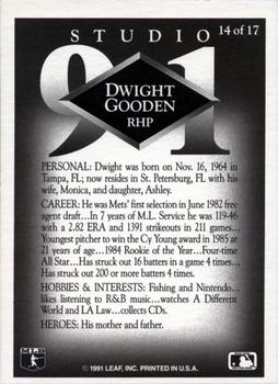 1991 Donruss - Studio Previews #14 Dwight Gooden Back