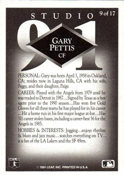 1991 Donruss - Studio Previews #9 Gary Pettis Back