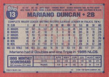 1991 Topps - Desert Shield #13 Mariano Duncan Back