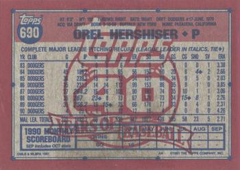 1991 Topps - Desert Shield #690 Orel Hershiser Back