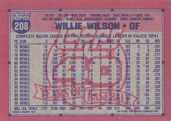 1991 Topps - Desert Shield #208 Willie Wilson Back