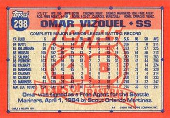 1991 Topps - Desert Shield #298 Omar Vizquel Back