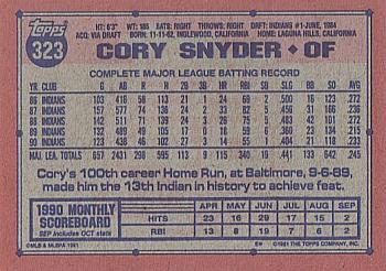 1991 Topps - Desert Shield #323 Cory Snyder Back